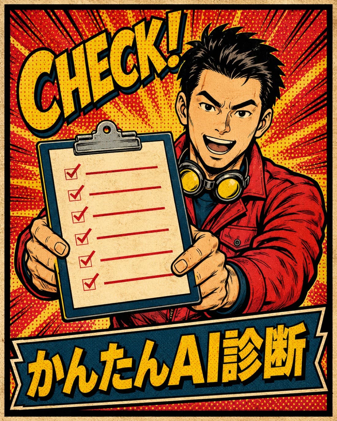 かんたんAI診断：チェックリストを差し出す様子